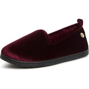 imageDearfoams Womens Rachel Shiny Velour Closed Back SlipperBurgundy