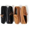 imageDearfoams Mens Woodstock Energy Return Comfort IndoorOutdoor Memory Foam Moccasin with Tie SlipperChestnut Suede