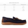 imageDearfoams Mens Woodstock Energy Return Comfort IndoorOutdoor Memory Foam Moccasin with Tie SlipperNavy Wool Blend