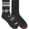 imageDearfoams Women Holiday Christmas Gift 2 Pair Pack Full Cushion Multicolor Fairisle Easy Care Crew with Grippers Lounge SocksBlack