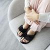 imageDearfoams Womens Marie Furry Thong SlipperBlack