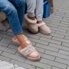 imageDearfoams Womens Shearling Platform Slippers Bendigo Comfy Puff Plush Clog House ShoesChestnut