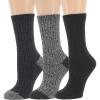 imageDearfoams Ladies 3 Pair Pack Favorite Sweater Ultimate Comfort Modern Multicolor Easy Care Cable Crew Boot SocksBlack