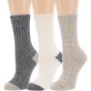 imageDearfoams Ladies 3 Pair Pack Favorite Sweater Ultimate Comfort Modern Multicolor Easy Care Cable Crew Boot SocksLatte