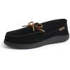 imageDearfoams Mens Woodstock Energy Return Comfort IndoorOutdoor Memory Foam Moccasin with Tie SlipperBlack Suede