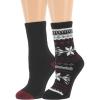 imageDearfoams Women Holiday Christmas Gift 2 Pair Pack Full Cushion Multicolor Fairisle Easy Care Crew with Grippers Lounge SocksBlack