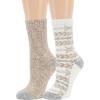 imageDearfoams Women Holiday Christmas Gift 2 Pair Pack Full Cushion Multicolor Fairisle Easy Care Crew with Grippers Lounge SocksMatte Ivory