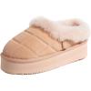 imageDearfoams Womens Shearling Platform Slippers Bendigo Comfy Puff Plush Clog House ShoesPeach Dust