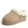 imageDearfoams Womens Shearling Platform Slippers Bendigo Comfy Puff Plush Clog House ShoesSand