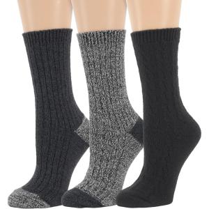 imageDearfoams Ladies 3 Pair Pack Favorite Sweater Ultimate Comfort Modern Multicolor Easy Care Cable Crew Boot SocksBlack