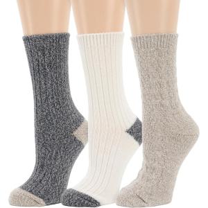 imageDearfoams Ladies 3 Pair Pack Favorite Sweater Ultimate Comfort Modern Multicolor Easy Care Cable Crew Boot SocksLatte