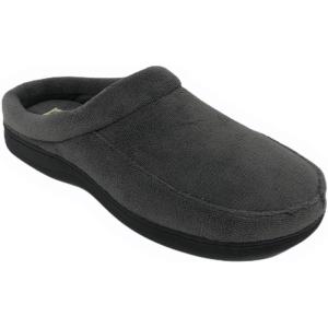 imageDearfoams Mens Microfiber Terry Clog with Memory Foam Slippers Pavement 910