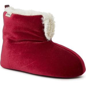 imageDearfoams Womens Zoey Lounge Duvet Bootie SlipperFirebrick Red Velour