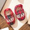 imageDearfoams Easter Basket Stuffers Gifts for Kids Toddler Lil Bear and Baby Bear SlipperBaby Bear Tartan Plaid