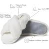 imageDearfoams Womens Jessica faux faux fur Cross Band Slide SlipperAlabaster