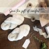imageDearfoams Womens Jessica faux faux fur Cross Band Slide SlipperAlabaster