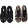 imageDearfoams Womens Layla Ballerina with Suede Outsole SlipperBlack  Leopard 2 Pack