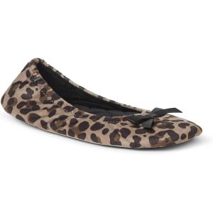 imageDearfoams Womens Layla Ballerina with Suede Outsole SlipperLeopard
