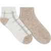 imageDearfoams Ladies 2 Pair Pack Soft Comfort Full Cushion Multicolor Easy Care Anklet Footie with Grippers Lounge Slipper SocksMatte Ivory