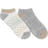 imageDearfoams Ladies 2 Pair Pack Soft Comfort Full Cushion Multicolor Easy Care Anklet Footie with Grippers Lounge Slipper SocksOatmeal