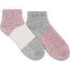 imageDearfoams Ladies 2 Pair Pack Soft Comfort Full Cushion Multicolor Easy Care Anklet Footie with Grippers Lounge Slipper SocksPale Mauve Heather