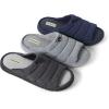 imageDearfoams Mens Adrian Quilted Memory Foam Sweatshirt Slide SlipperLight Heather Grey