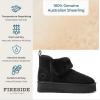 imageDearfoams Womens Bootie Bayswater Comfy Indoor Outdoor Shearling Platform Slipper Ankle BootBlack