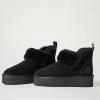 imageDearfoams Womens Bootie Bayswater Comfy Indoor Outdoor Shearling Platform Slipper Ankle BootBlack