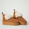 imageDearfoams Womens Bootie Bayswater Comfy Indoor Outdoor Shearling Platform Slipper Ankle BootChestnut