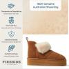 imageDearfoams Womens Bootie Bayswater Comfy Indoor Outdoor Shearling Platform Slipper Ankle BootChestnut