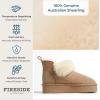 imageDearfoams Womens Bootie Bayswater Comfy Indoor Outdoor Shearling Platform Slipper Ankle BootSand