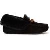 imageDearfoams Womens Genuine Suede Foldover Bootie Slipper with TieBlack