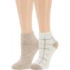 imageDearfoams Ladies 2 Pair Pack Soft Comfort Full Cushion Multicolor Easy Care Anklet Footie with Grippers Lounge Slipper SocksMatte Ivory