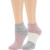 imageDearfoams Ladies 2 Pair Pack Soft Comfort Full Cushion Multicolor Easy Care Anklet Footie with Grippers Lounge Slipper SocksPale Mauve Heather