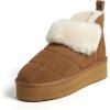 imageDearfoams Womens Bootie Bayswater Comfy Indoor Outdoor Shearling Platform Slipper Ankle BootChestnut