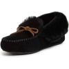 imageDearfoams Womens Genuine Suede Foldover Bootie Slipper with TieBlack