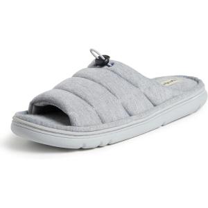 imageDearfoams Mens Adrian Quilted Memory Foam Sweatshirt Slide SlipperLight Heather Grey