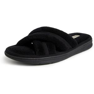 imageDearfoams Mens Caden Terry Crossband Slide SlipperBlack