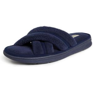 imageDearfoams Mens Caden Terry Crossband Slide SlipperNavy