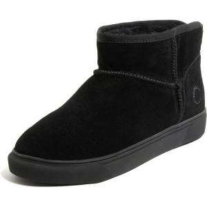 imageDearfoams Womens Fireside BathurstShearling Water Resistant Durable Memory Foam Slipper Ankle BootBlack