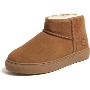 imageDearfoams Womens Fireside BathurstShearling Water Resistant Durable Memory Foam Slipper Ankle BootChestnut