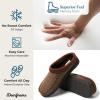 imageDearfoams Mens Brendan IndoorOutdoor Breathable Memory Foam Clog House Shoe with Wide Widths Slipper Brown Plaid 1112