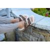 imageDearfoams Womens Fireside Tamworth Shearling Slide Sandal with Cork Footbed and Adjustable BucklesBlack