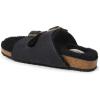 imageDearfoams Womens Fireside Tamworth Shearling Slide Sandal with Cork Footbed and Adjustable BucklesBlack
