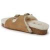 imageDearfoams Womens Fireside Tamworth Shearling Slide Sandal with Cork Footbed and Adjustable BucklesChestnut