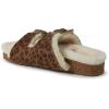 imageDearfoams Womens Fireside Tamworth Shearling Slide Sandal with Cork Footbed and Adjustable BucklesLeopard