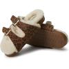 imageDearfoams Womens Fireside Tamworth Shearling Slide Sandal with Cork Footbed and Adjustable BucklesLeopard