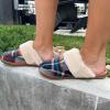 imageDearfoams Womens Geneva Closed Toe Scuff SlipperNavy Plaid