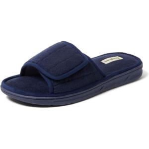 imageDearfoams Mens Adjustable IndoorOutdoor Memory Foam Machine Washable Summer Slide SlipperNavy