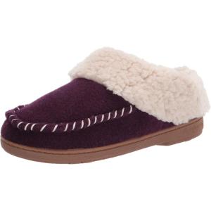 imageDearfoams Womens Elaine Blanket Plaid Moc Toe Clog SlipperAubergine